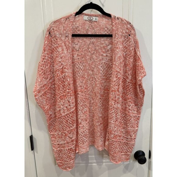 EUC Lightweight Pink & White Short-Sleeve Cardigan Sweater is2 - Picture 1 of 7